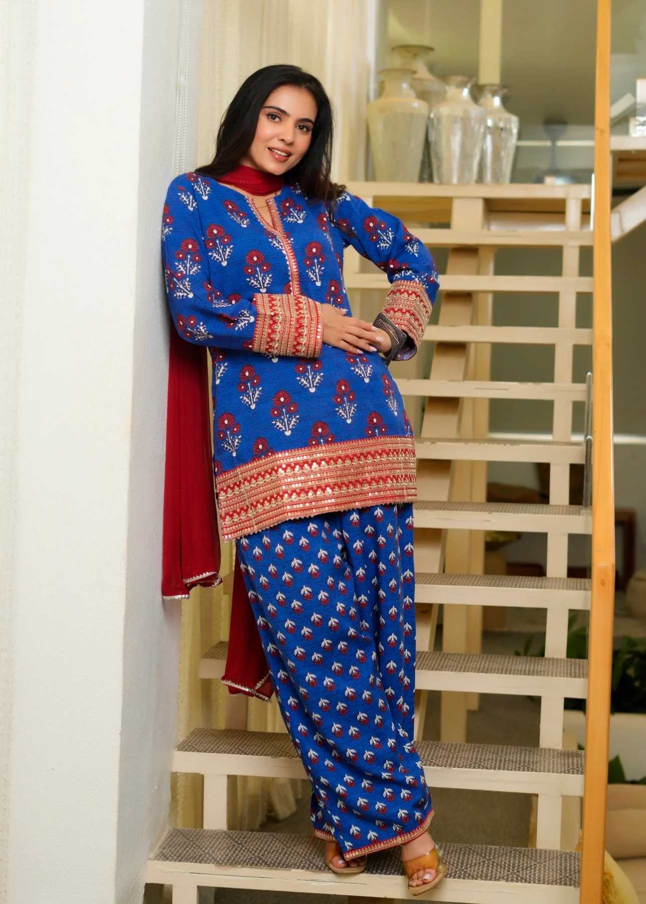 Blue buta print Farsi - Image 10