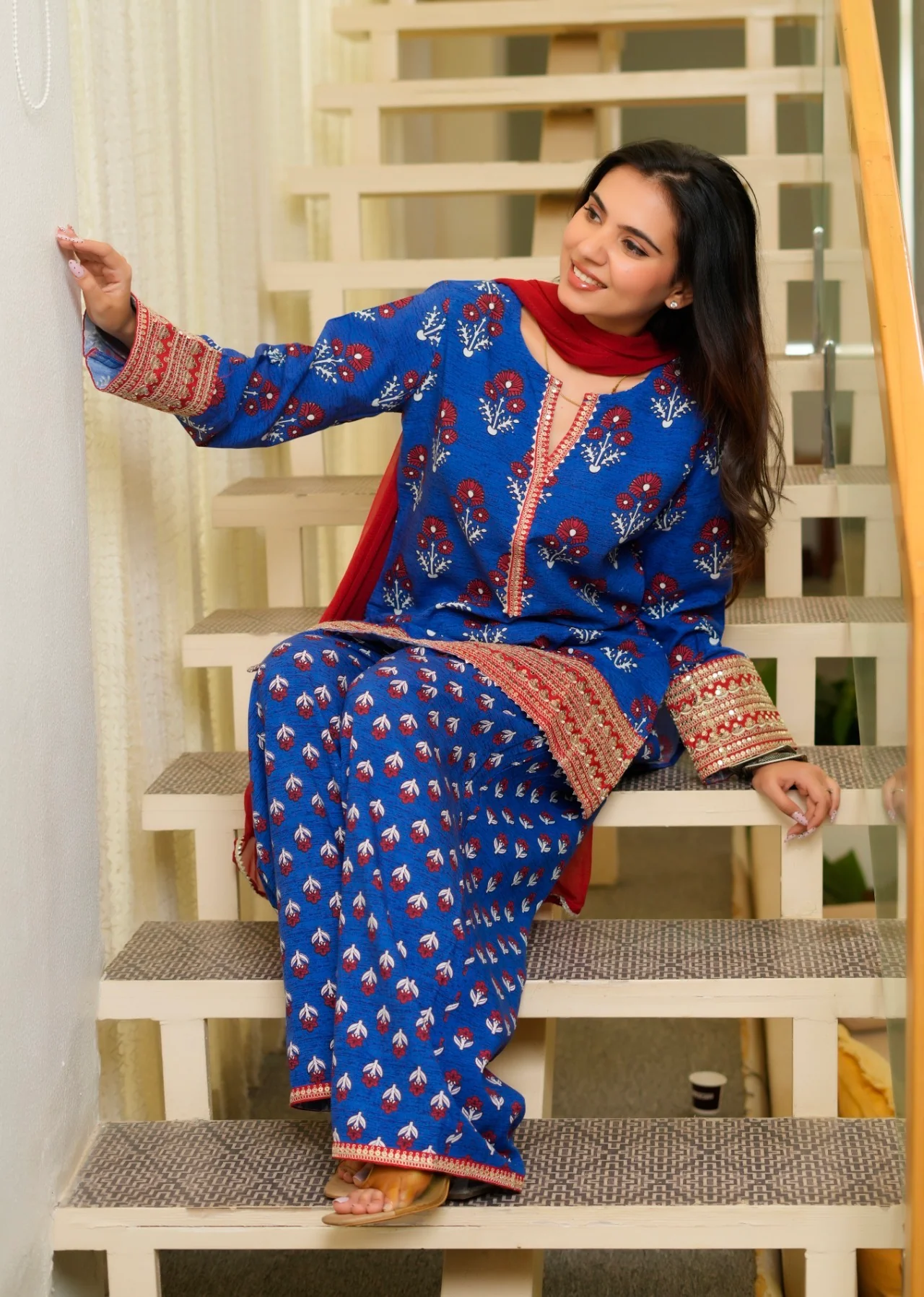 Blue buta print Farsi - Image 11