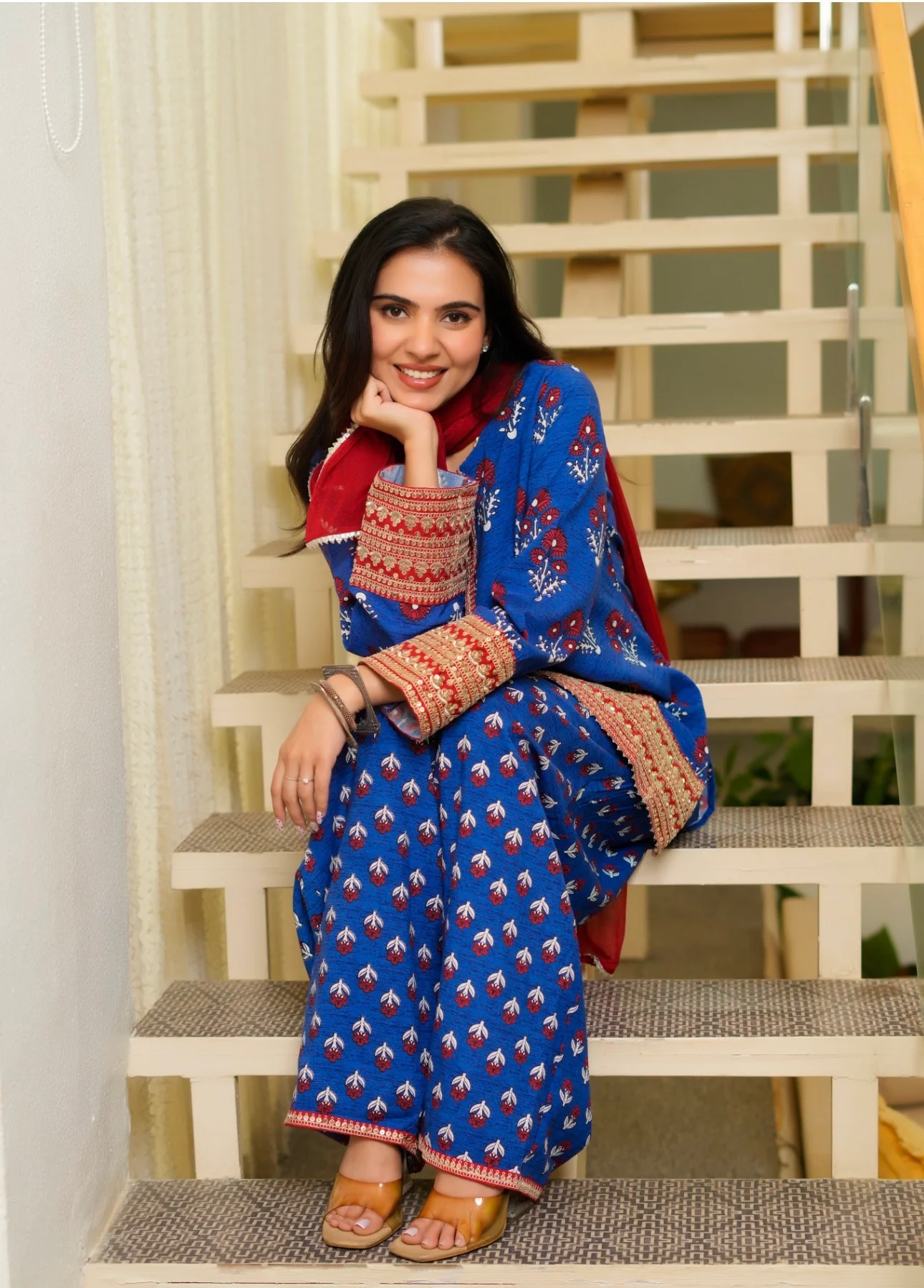 Blue buta print Farsi - Image 12