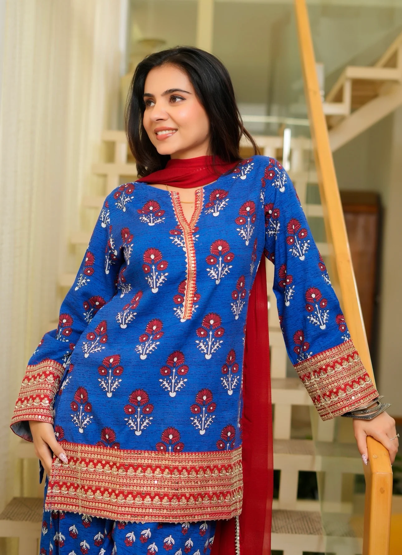 Blue buta print Farsi - Image 14