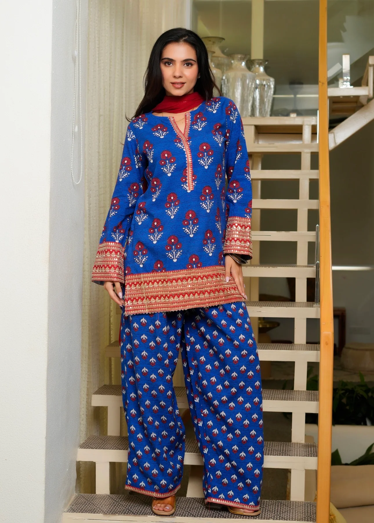 Blue buta print Farsi - Image 7