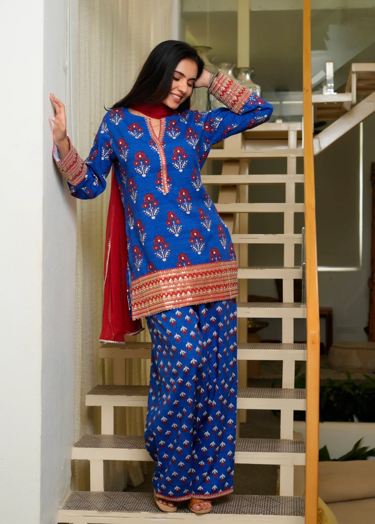 Blue buta print Farsi - Image 8
