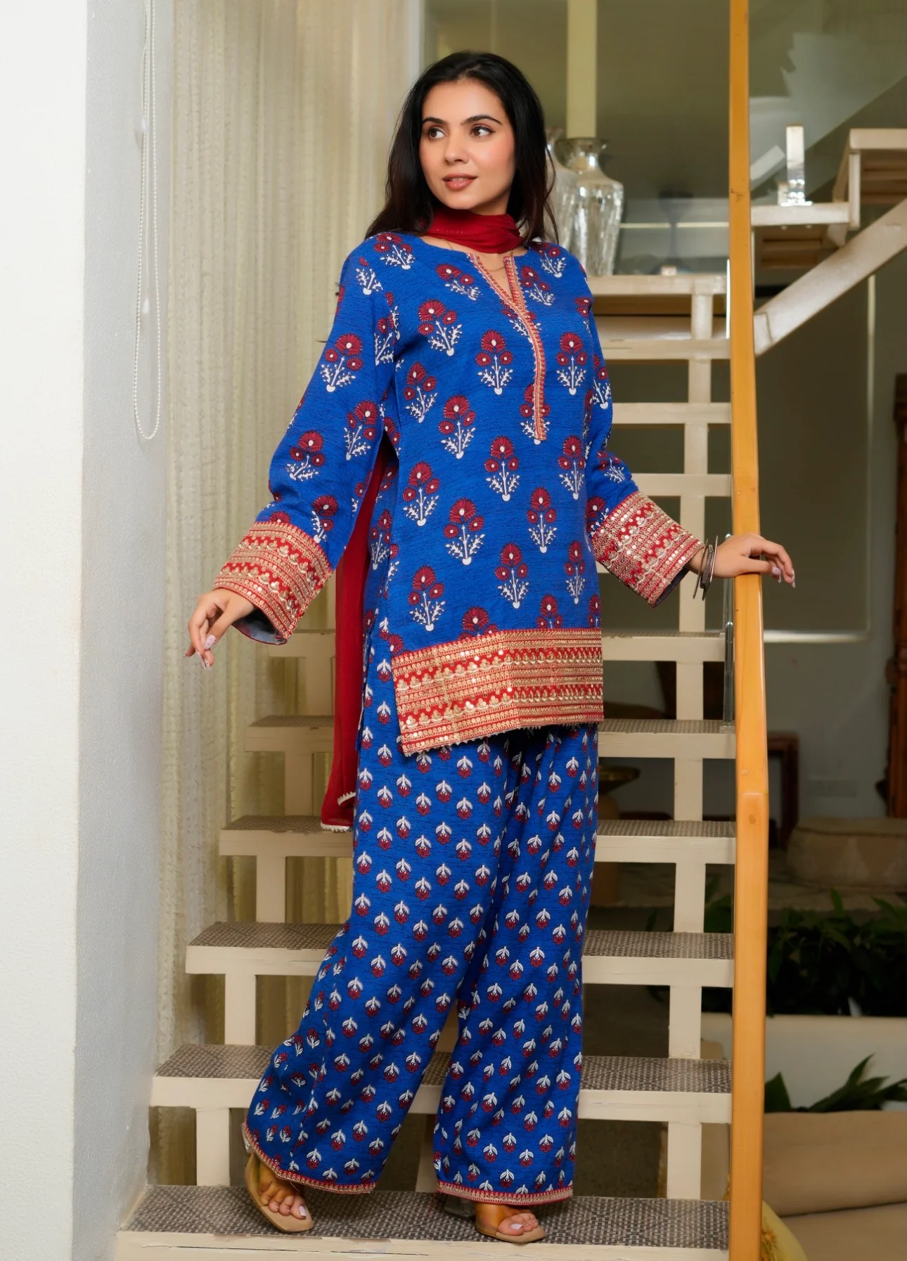 Blue buta print Farsi - Image 9