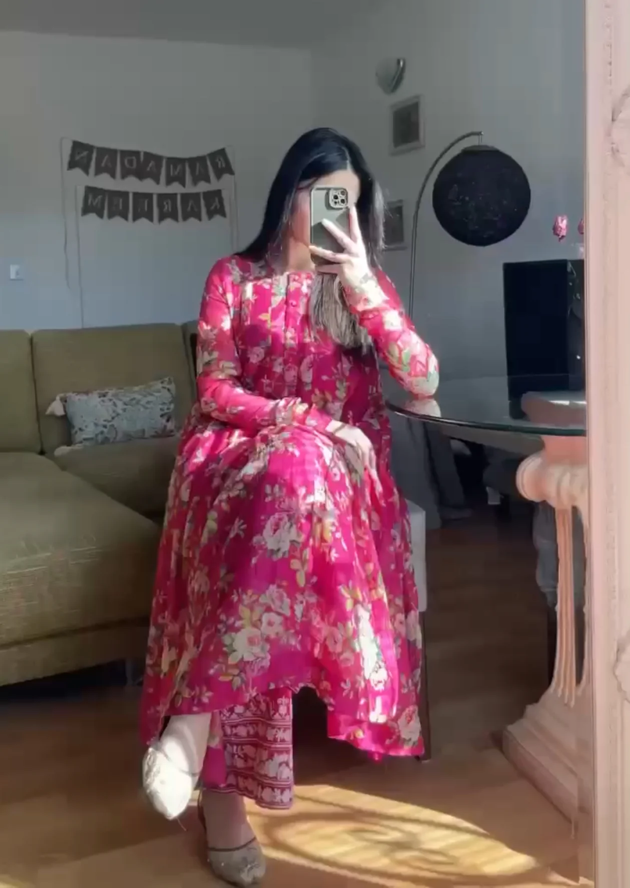 Floral anarkali suit - Image 4