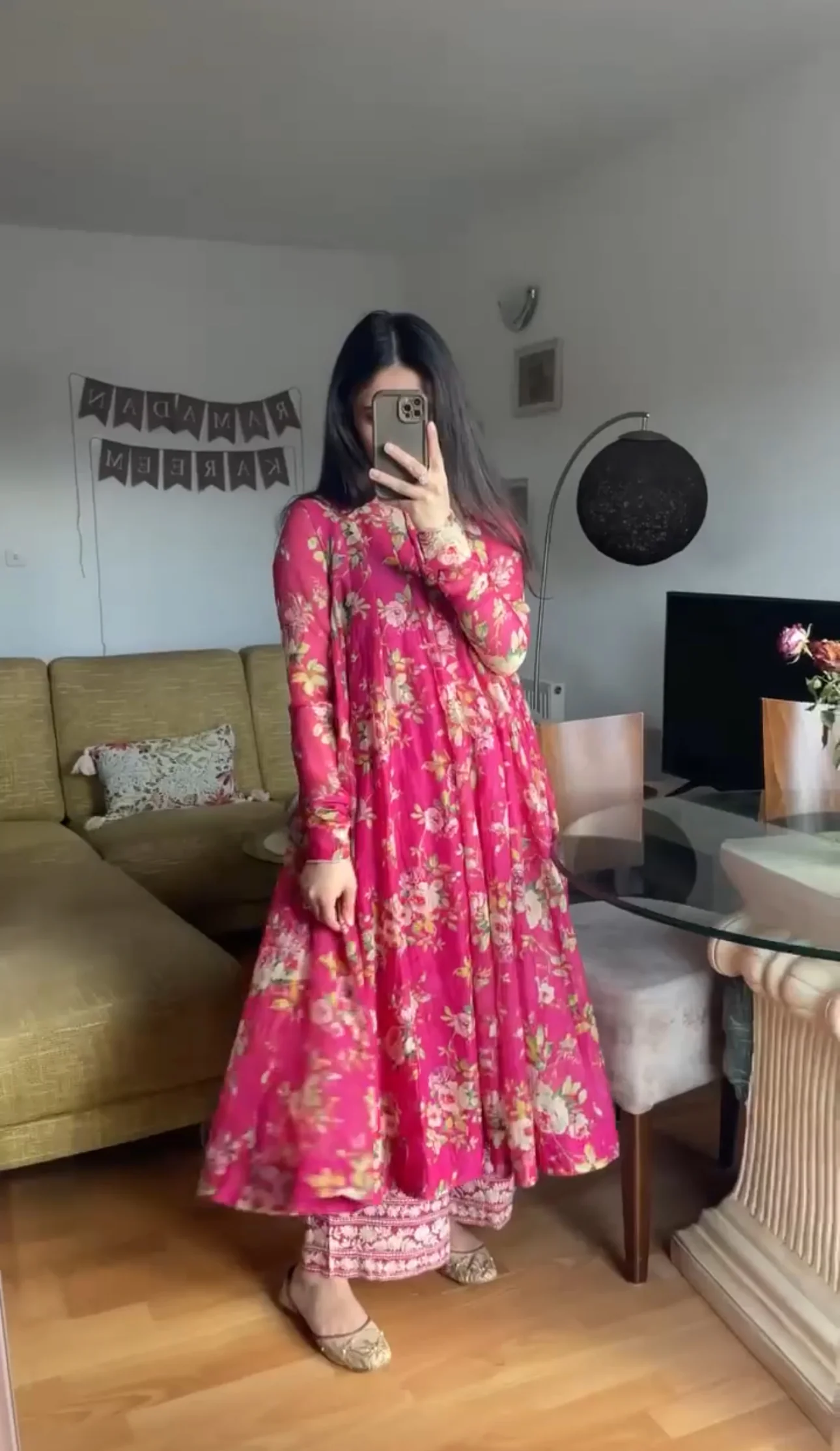 Floral anarkali suit - Image 6