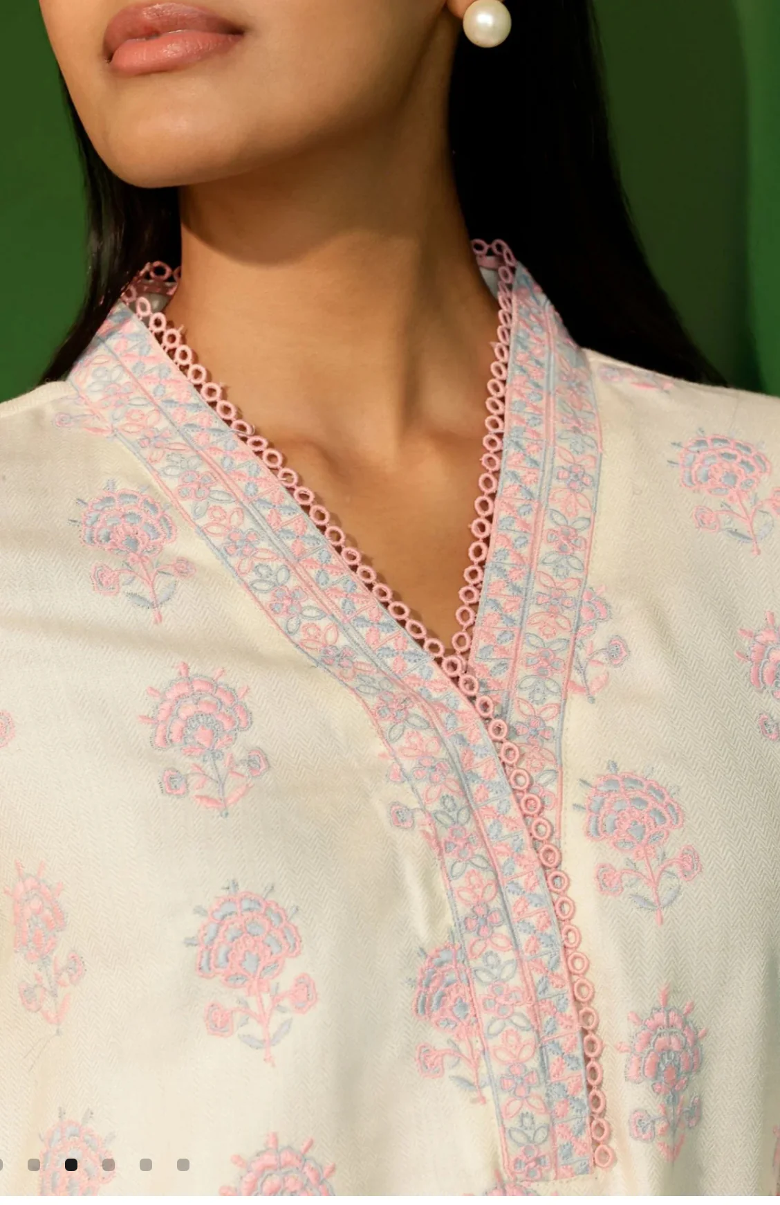 Printed Wool Harlow Off White Kurta Set - Image 3