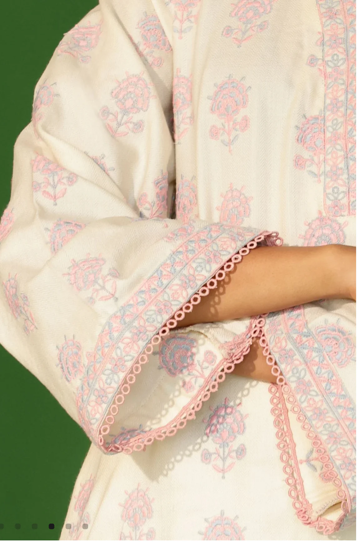 Printed Wool Harlow Off White Kurta Set - Image 4