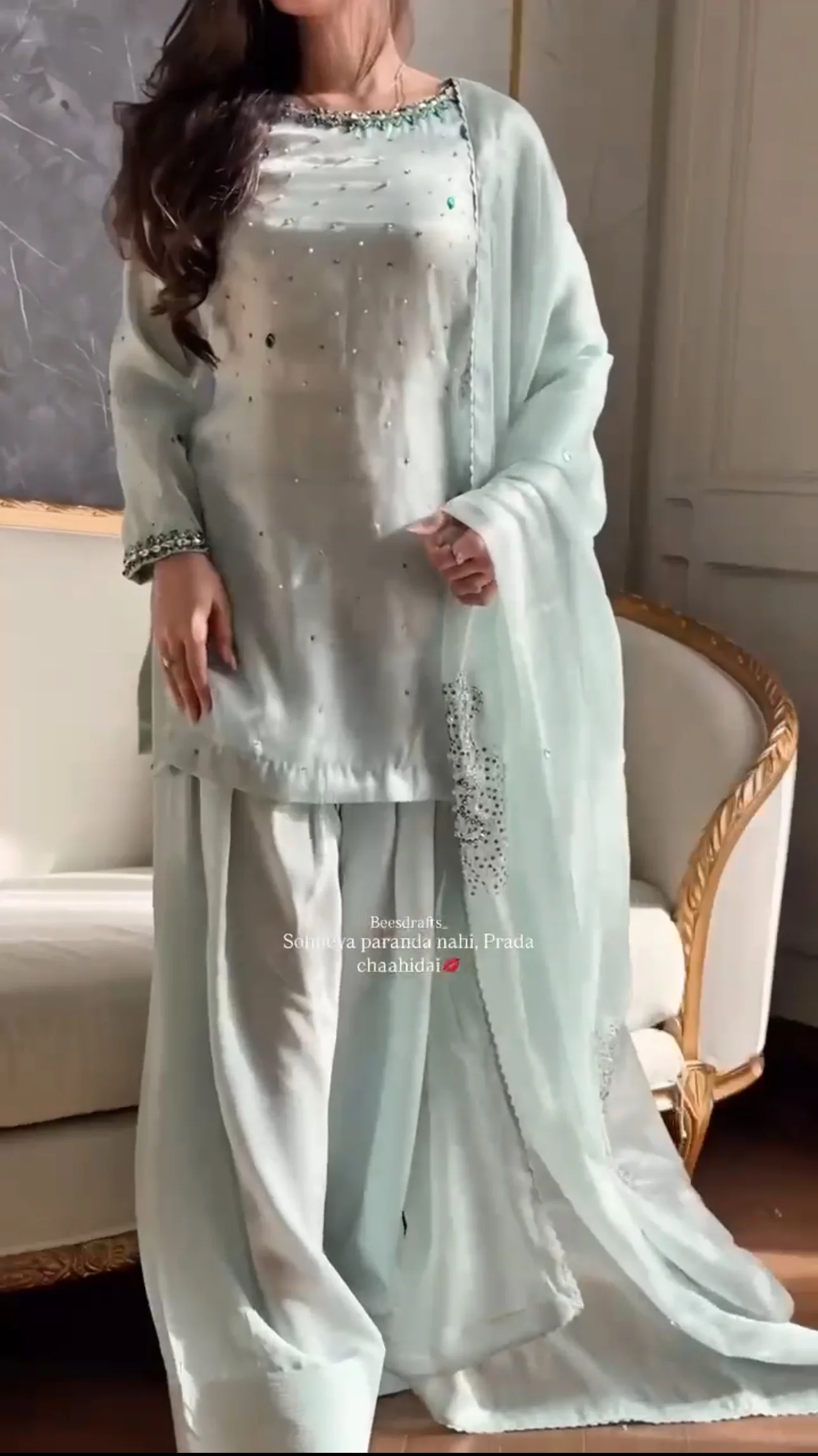 Pastel green Farsi suit - Image 3