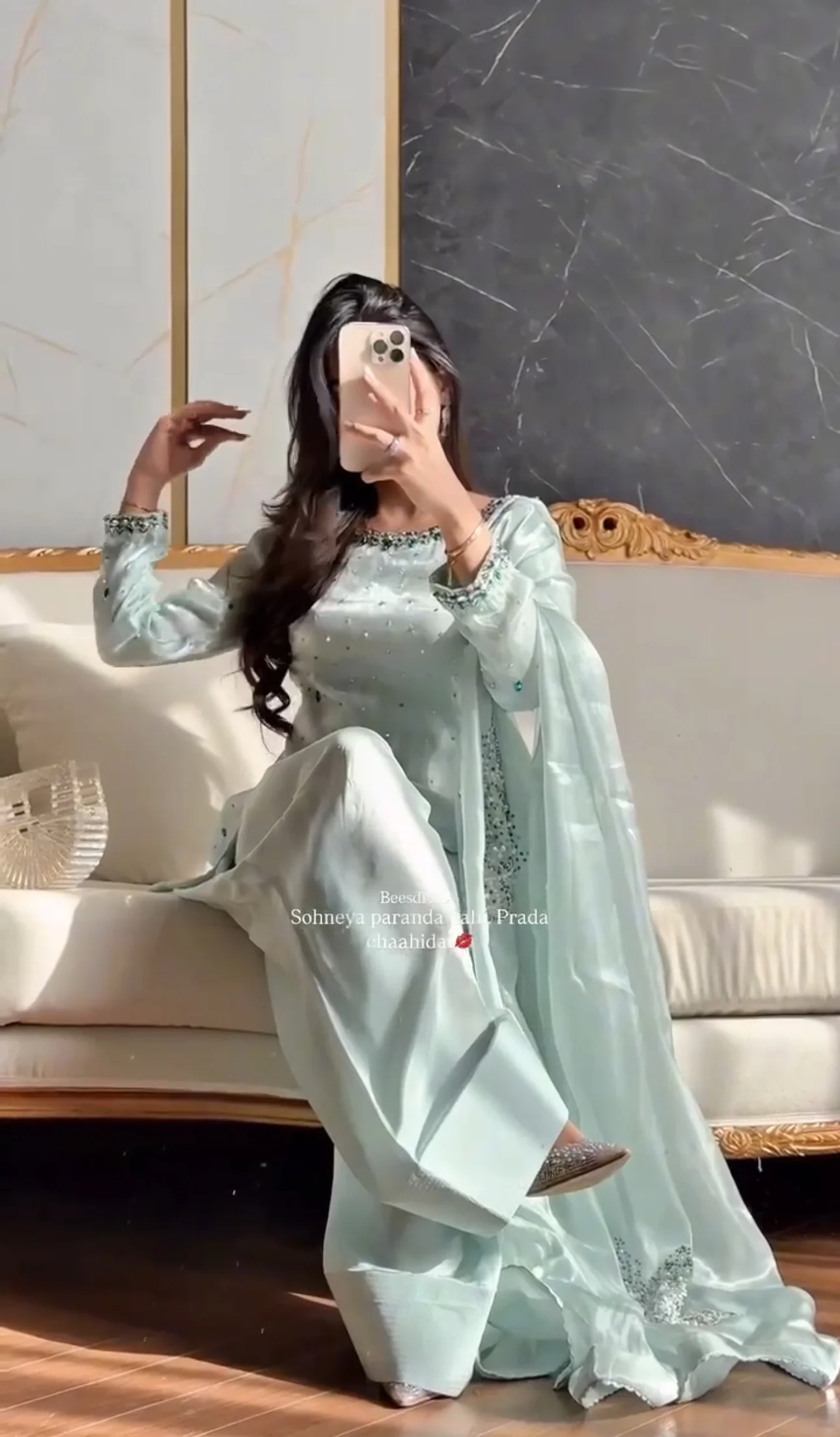Pastel green Farsi suit - Image 8