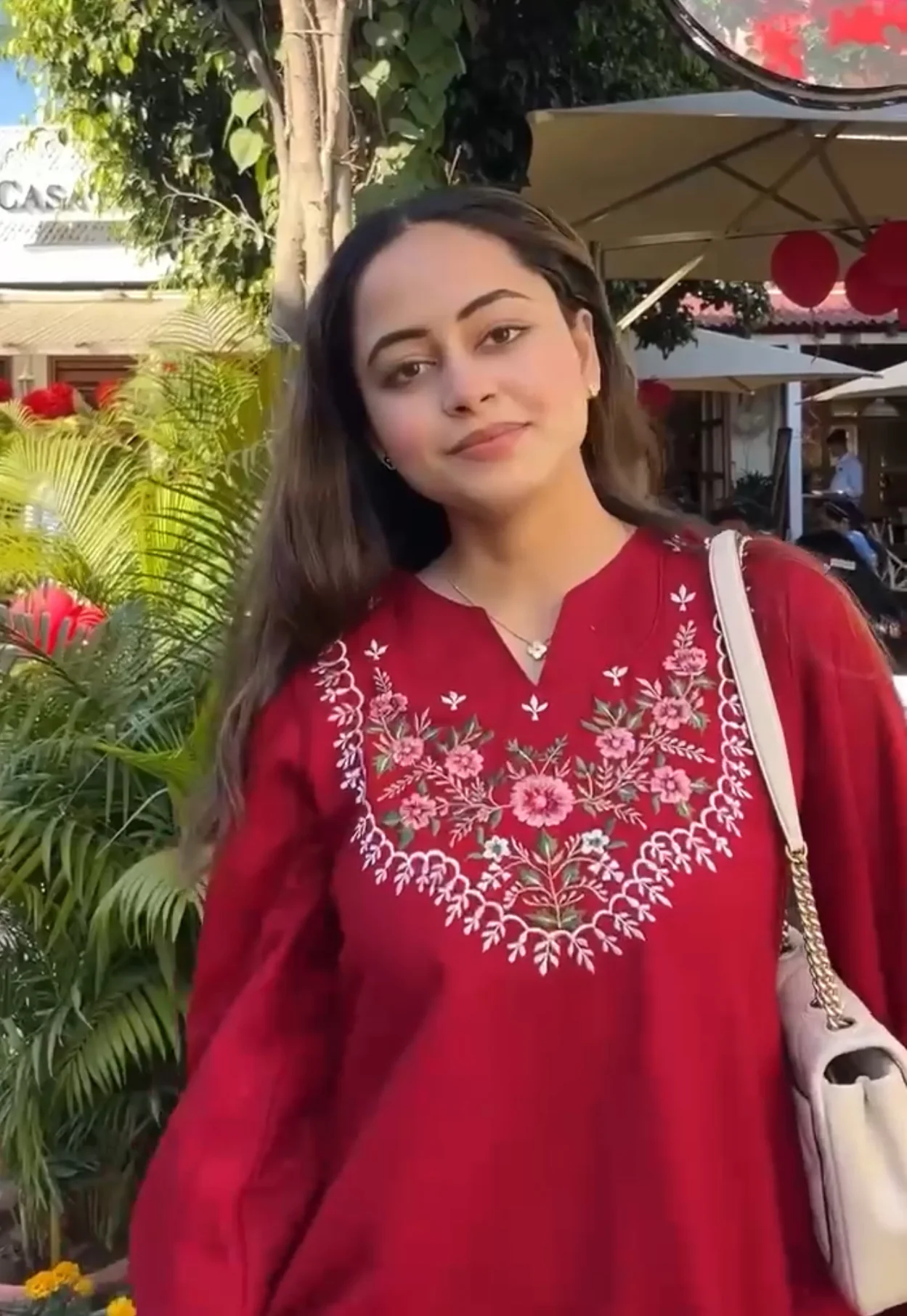 Red  Embroidered Co-ord set - Image 5